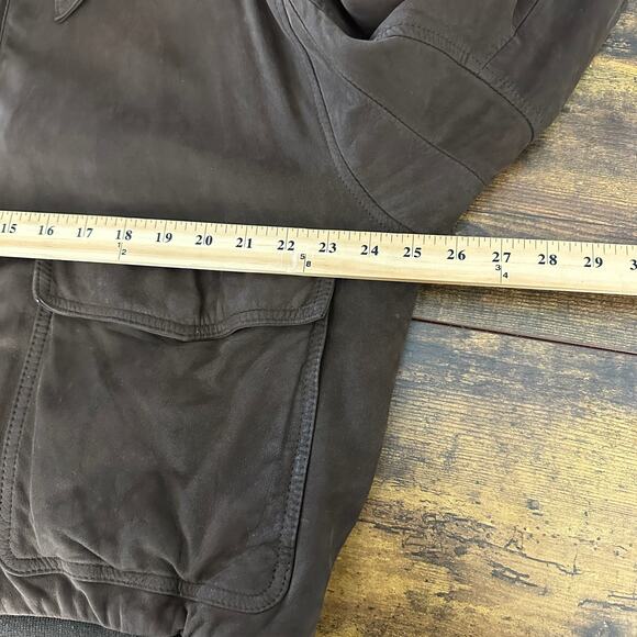 Vintage Gap leather bomber jacket size large brown 90's classic Y2k zip snap - Picture 9 of 11
